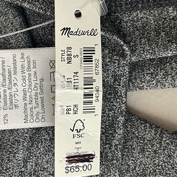 MADEWELL NWT MWL FORM HIGH RISE LEGENDS CHARCOAL HEATHER GRAY SMALL - Picture 5 of 10